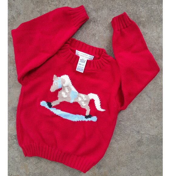 The Beaufort Bonnet Company Red Rocking Horse Knitted Baby Sweater 12-18 Boy's - Picture 1 of 4